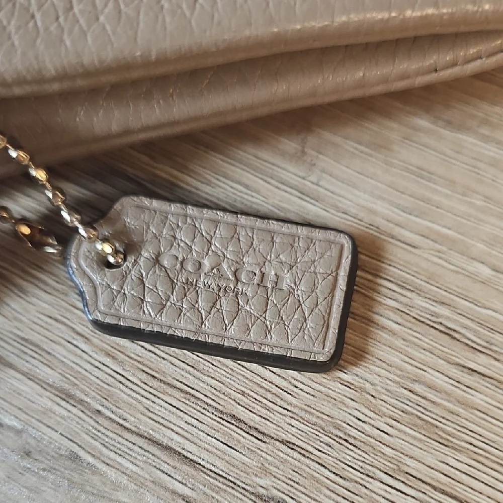 Coach Tan Pebbled Leather Wristlet